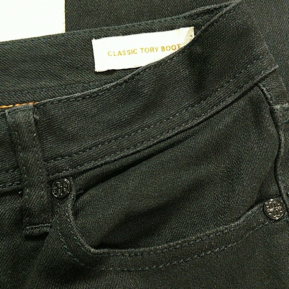 TORY BURCH BLACK STRETCH DENIM SZ 24 - Picture 6 of 7